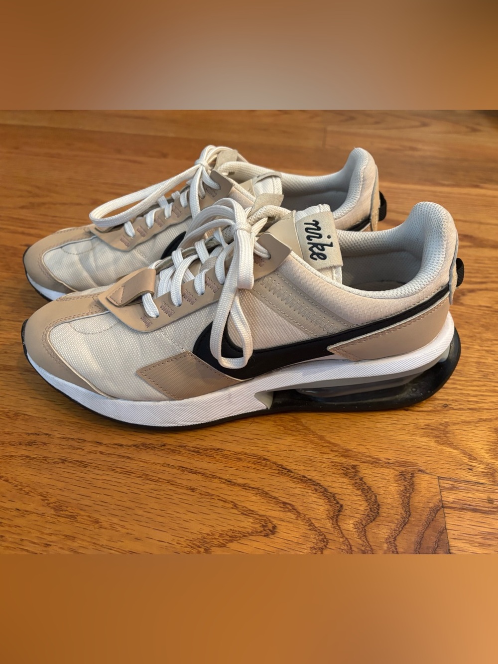 Nike Beige and Black Air-Cushioned Sneakers